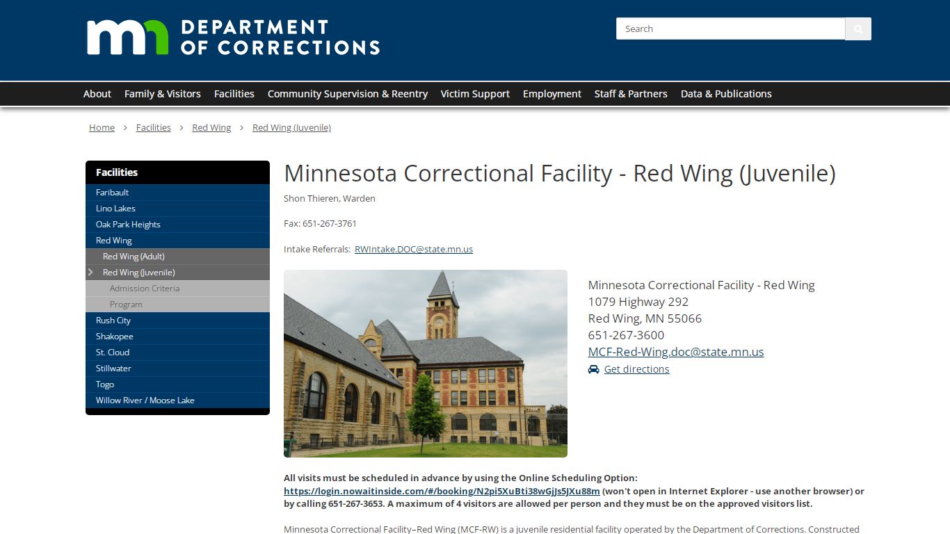 Red Wing (Juvenile) / Department of Corrections